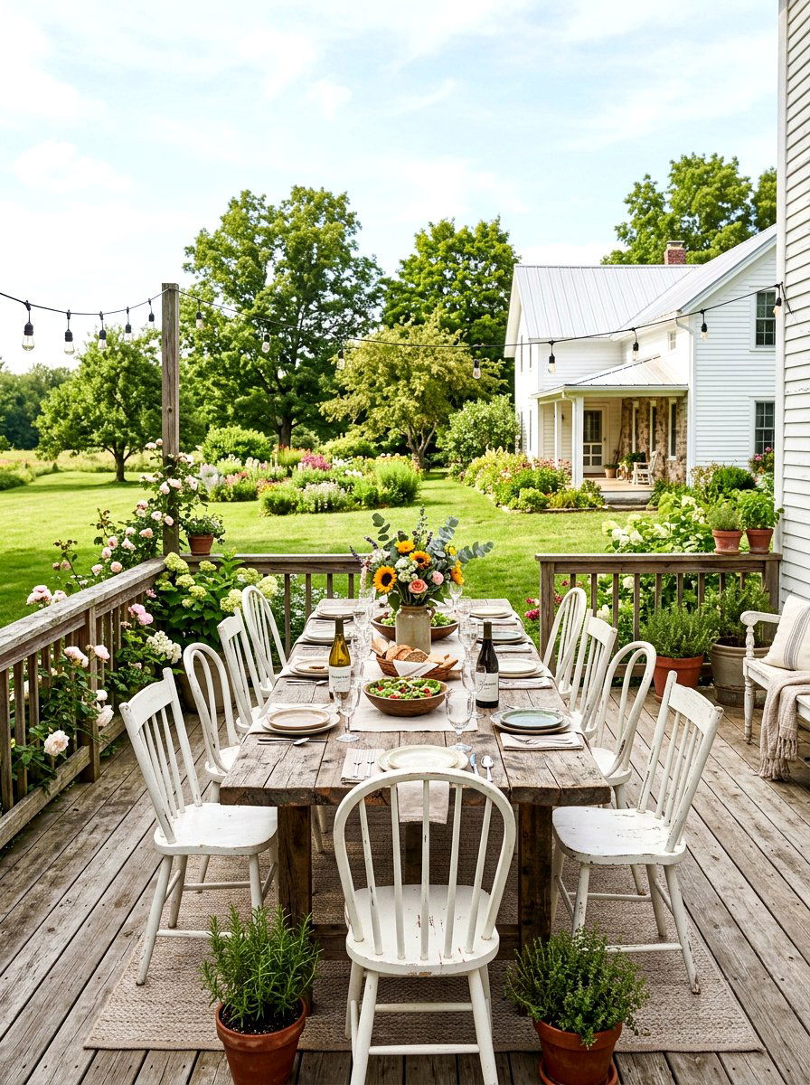 Farmhouse Style Deck Dining - 30 deck dining zone ideas