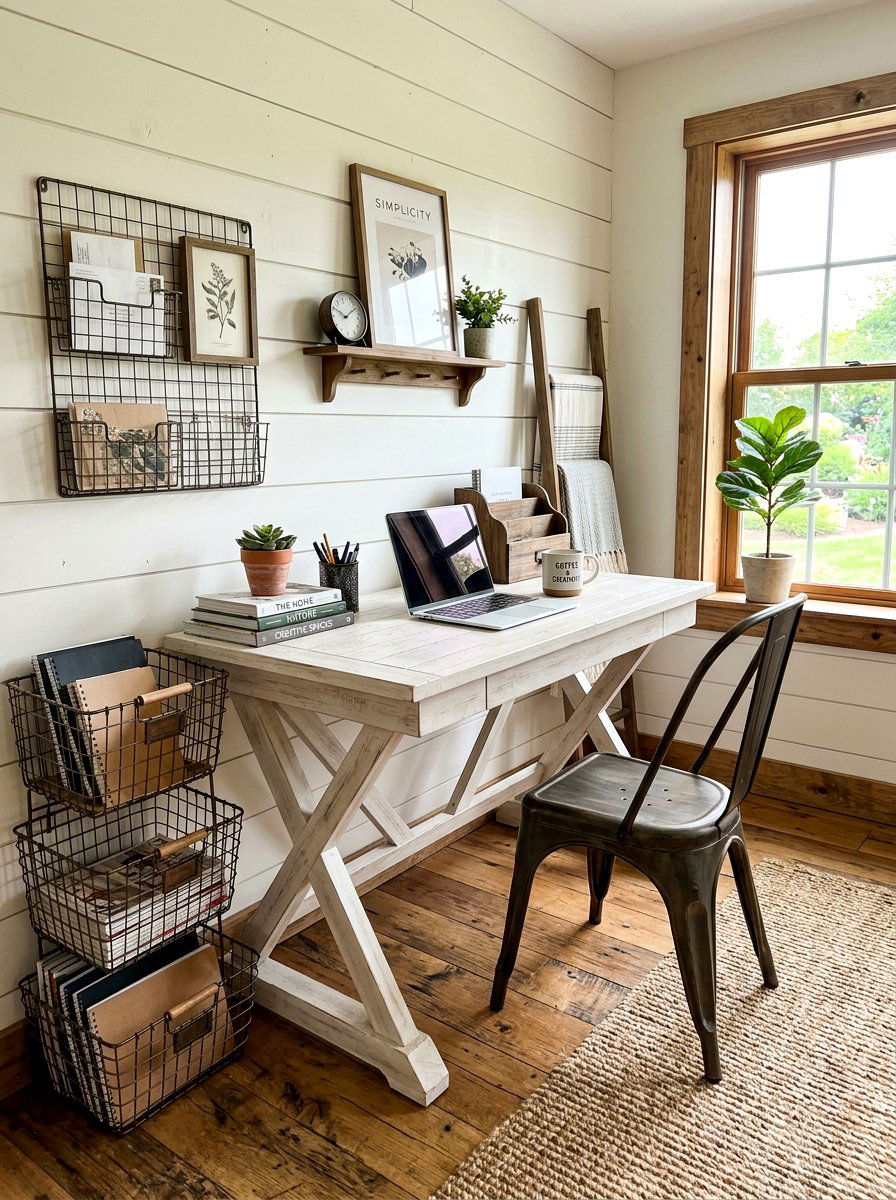 Farmhouse Style Desk - 30 study hall nook ideas