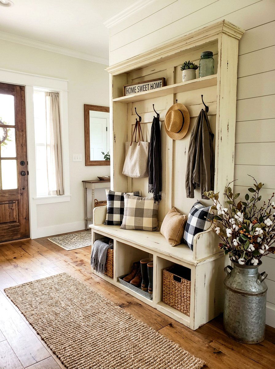 Farmhouse Style Entry Nook - 30 entry alcove ideas