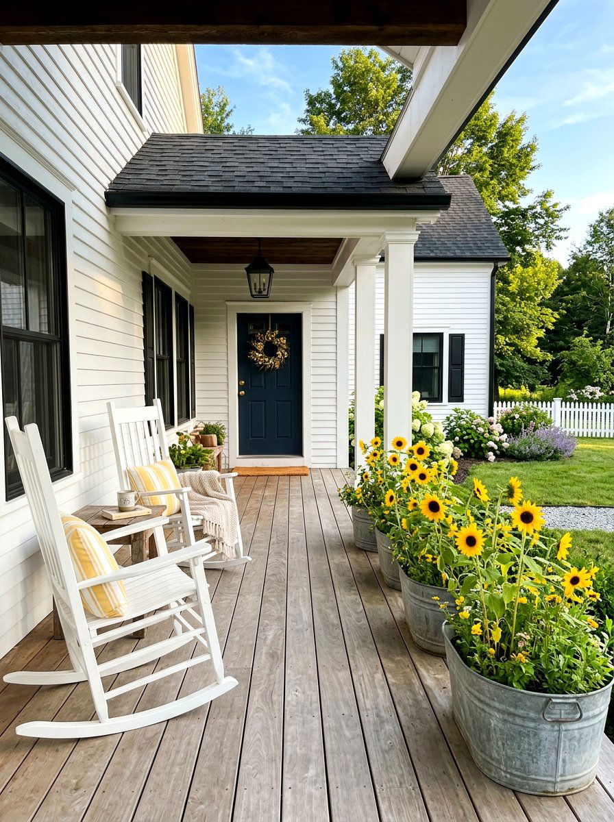 Farmhouse Style Front Porch - 30 front entry landscaping ideas