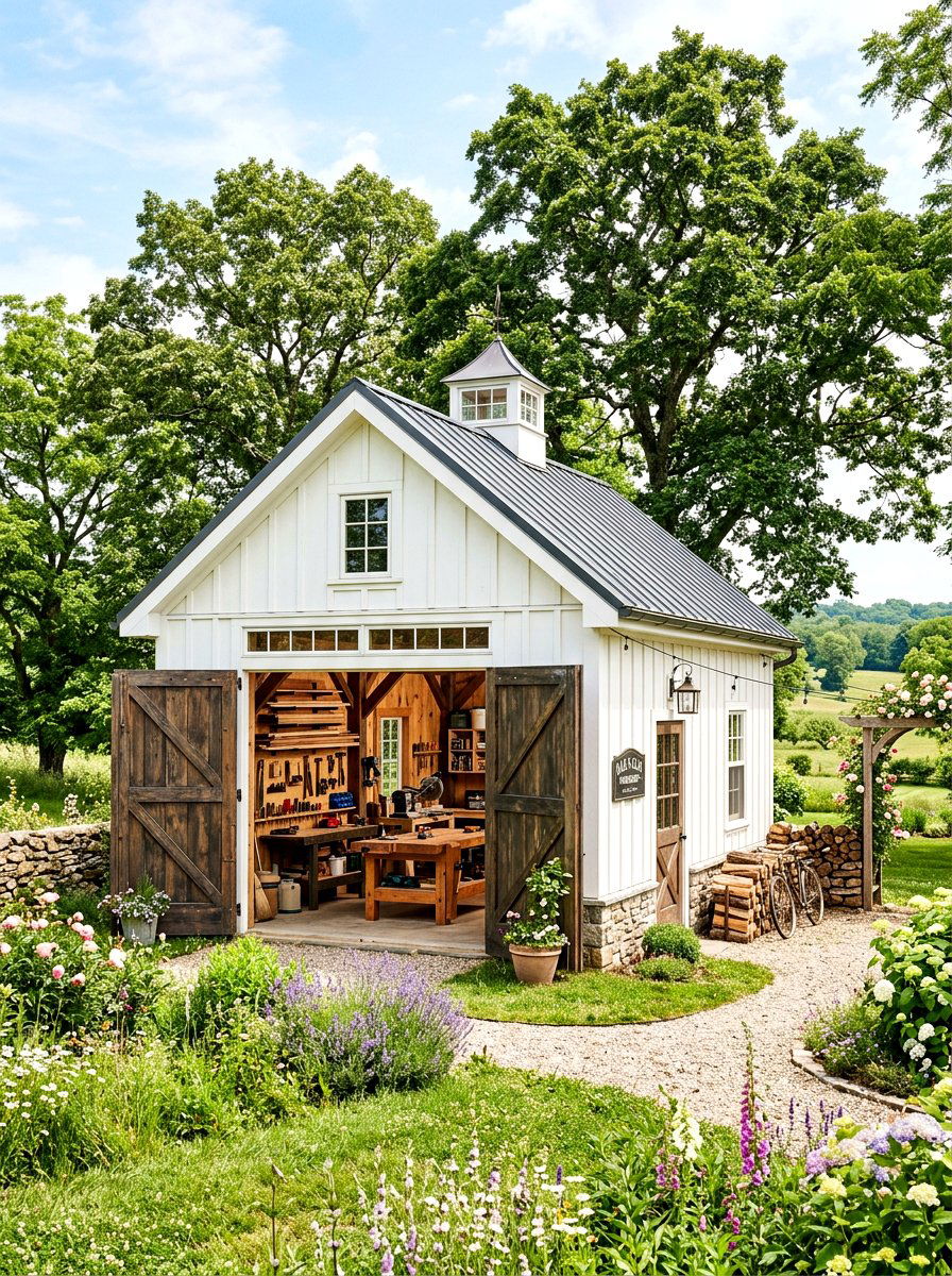Farmhouse Style Garden Workshop - 30 outdoor garden room ideas