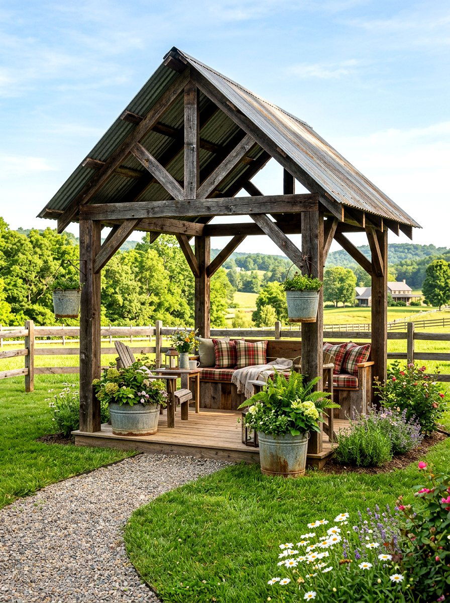 Farmhouse Style Gazebo - 30 outdoor gazebo ideas