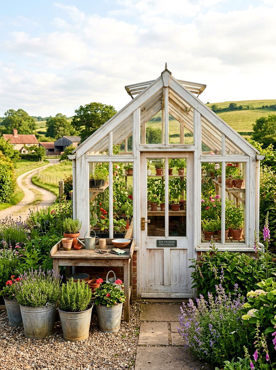 Farmhouse Style Greenhouse - 30 attached greenhouse ideas