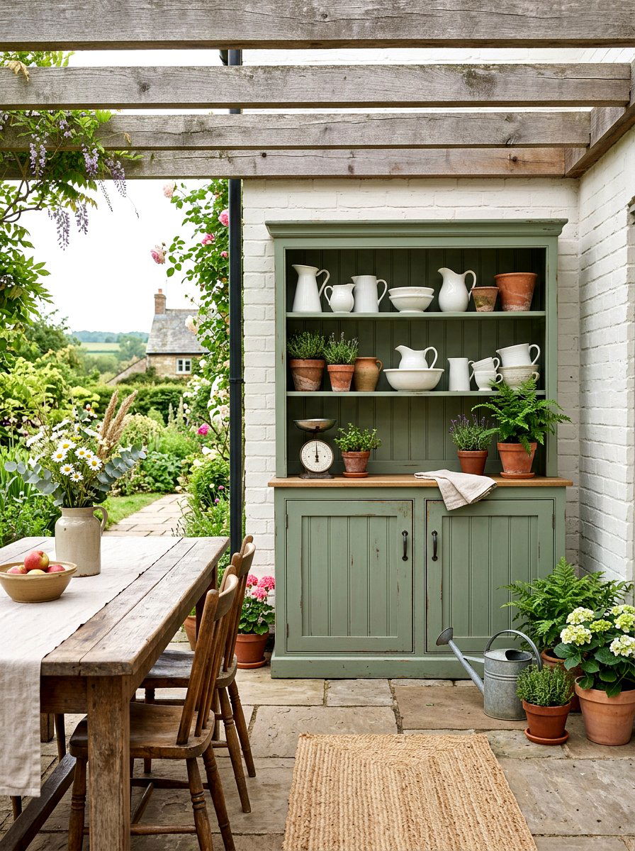 Farmhouse Style Hutch - 30 patio storage cabinet ideas