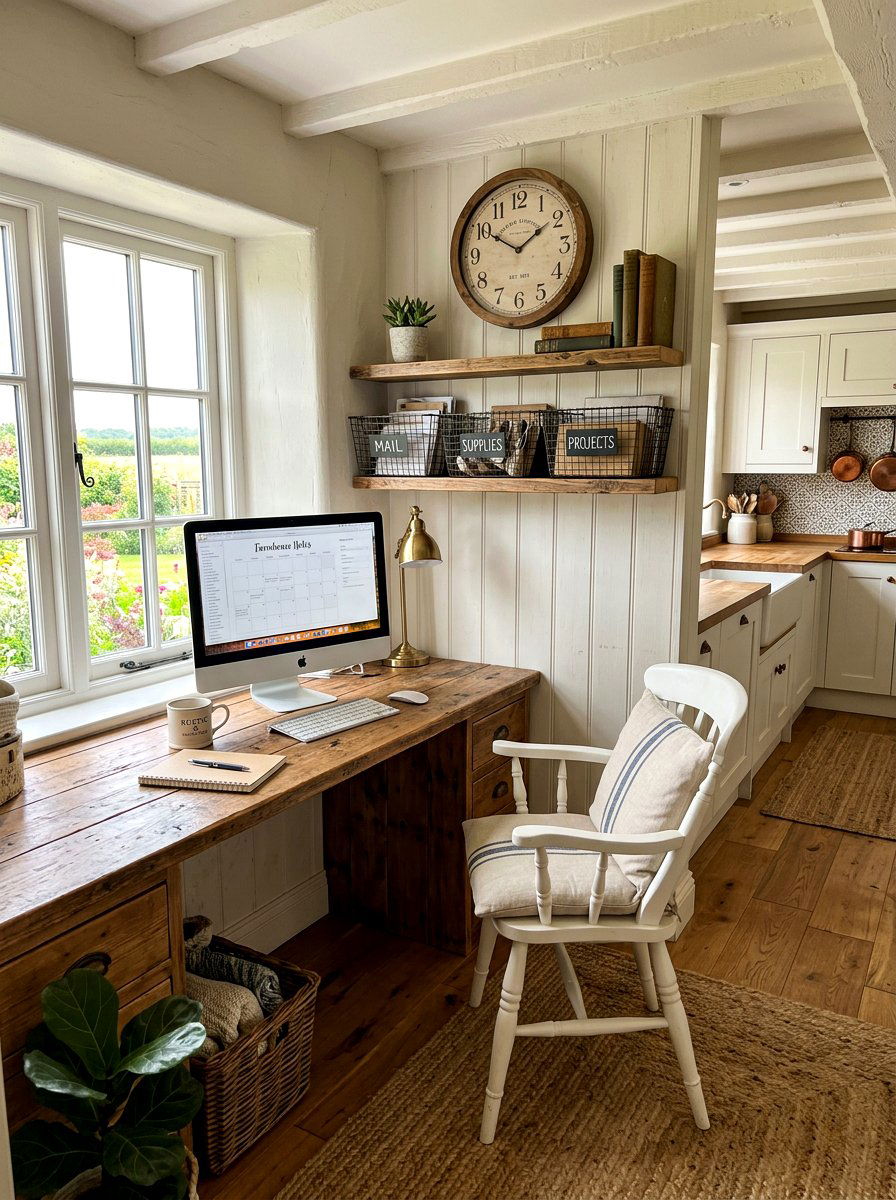 Farmhouse Style Kitchen Office - 30 homework station kitchen ideas