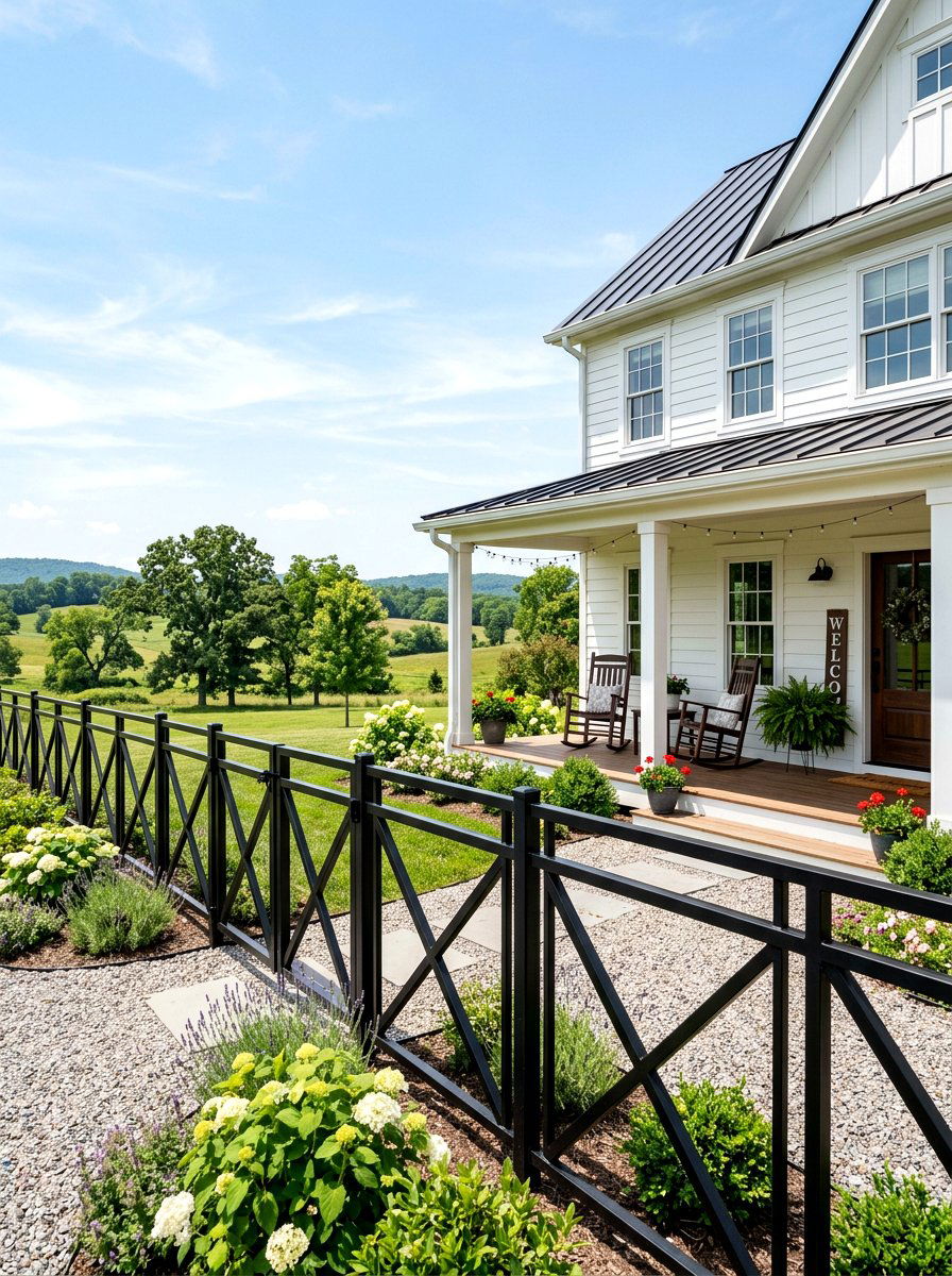 Farmhouse Style Metal Fence - 30 metal fence ideas