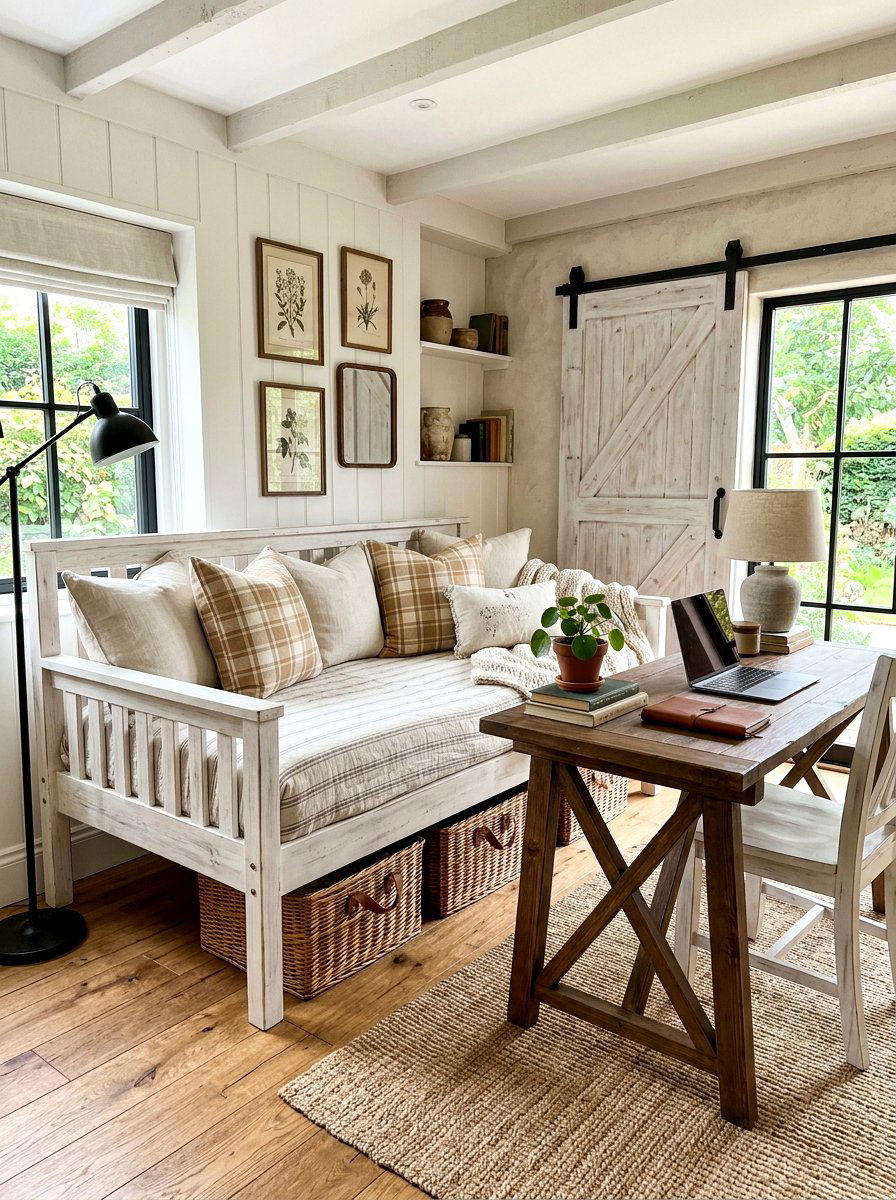 Farmhouse Style Office Daybed - 30 daybed office combo ideas