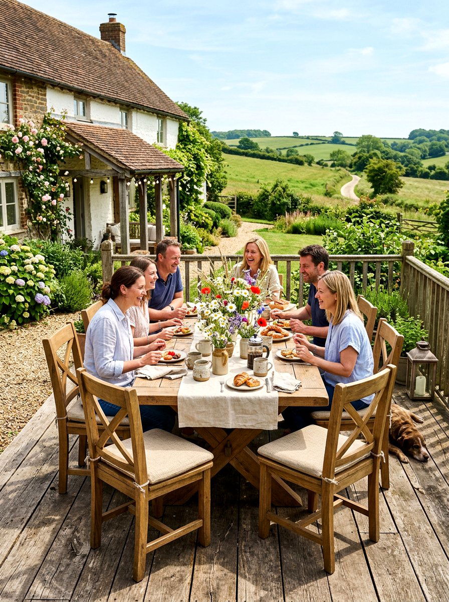 Farmhouse Style Outdoor Dining - 30 patio cafe corner ideas