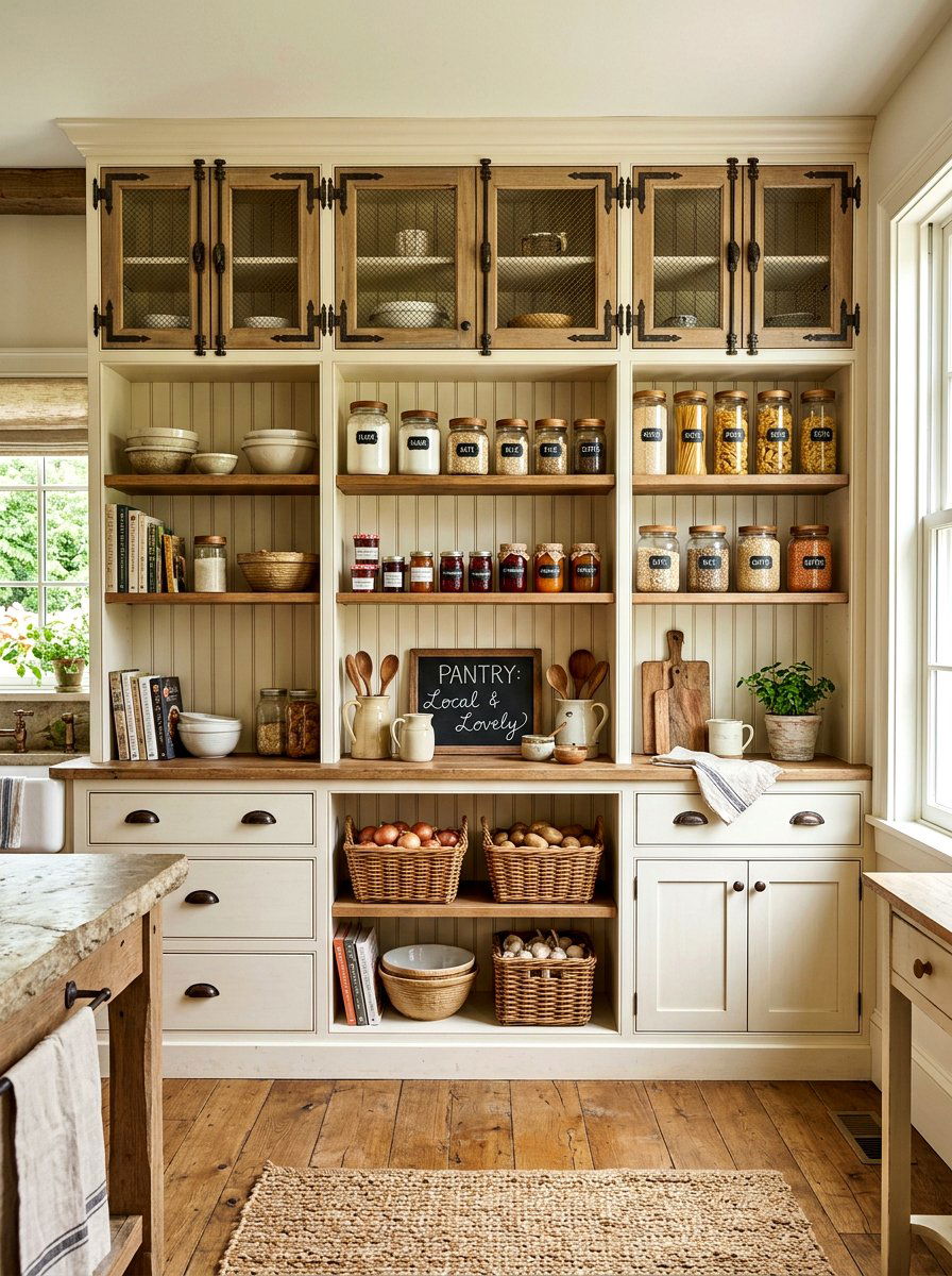 Farmhouse Style Pantry Wall - 30 full wall pantry cabinet ideas