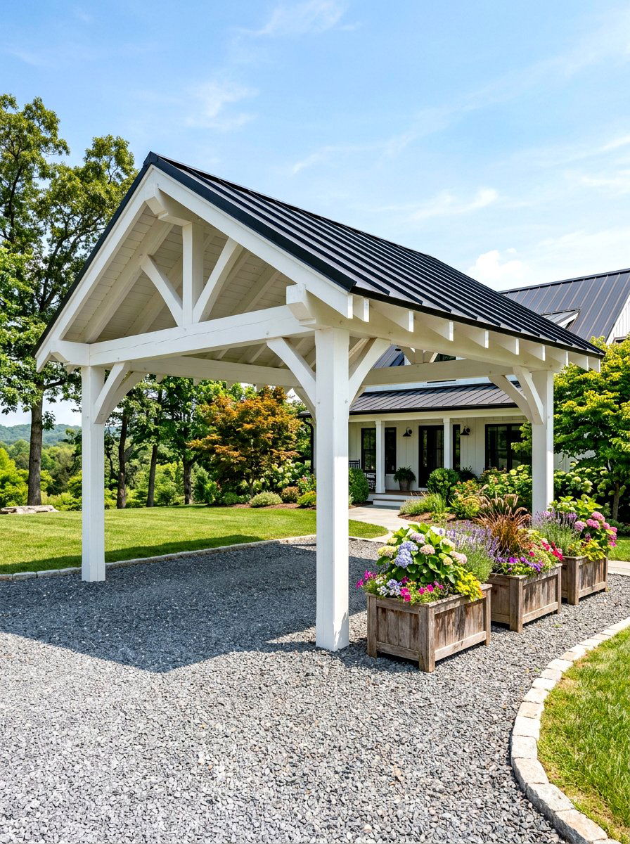 Farmhouse Style Pergola Carport - 30 pergola carport ideas