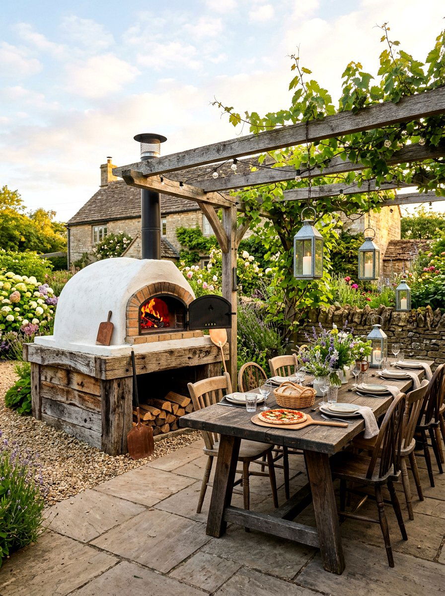 Farmhouse Style Pizza Oven - 30 pizza oven patio design ideas