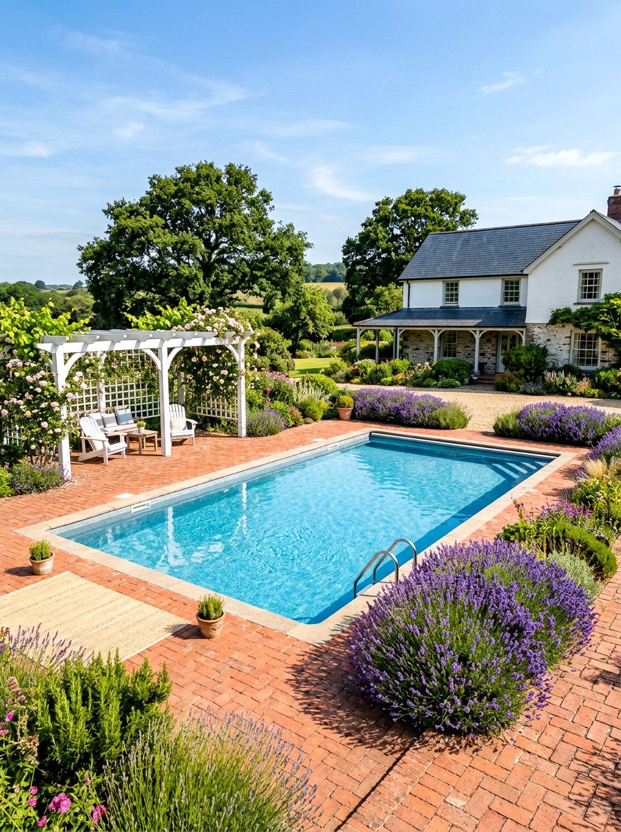 Farmhouse Style Pool - 30 backyard pool ideas