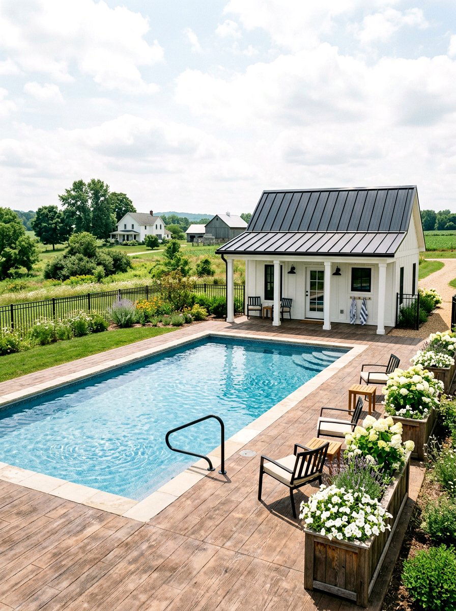 Farmhouse Style Pool - 30 rectangular pool ideas
