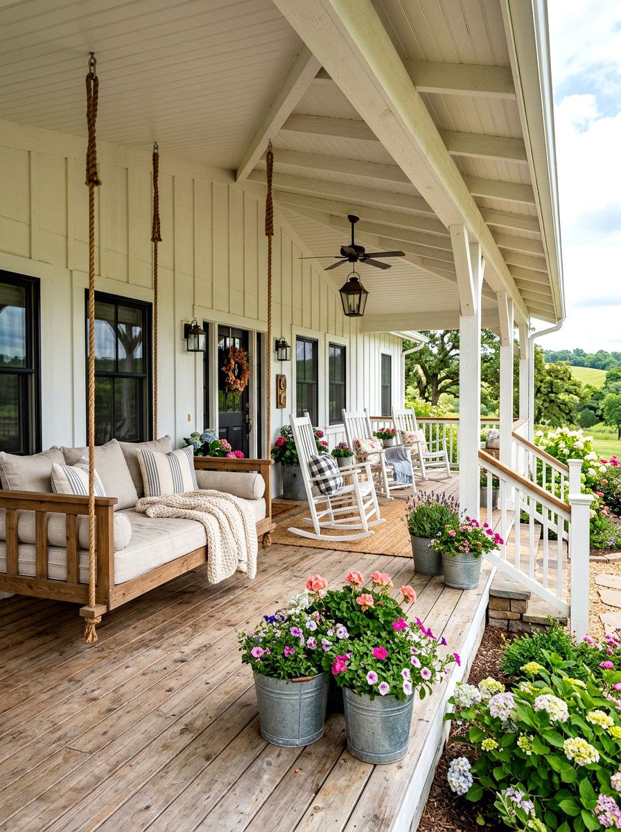 Farmhouse Style Porch - 30 villa patio styling ideas