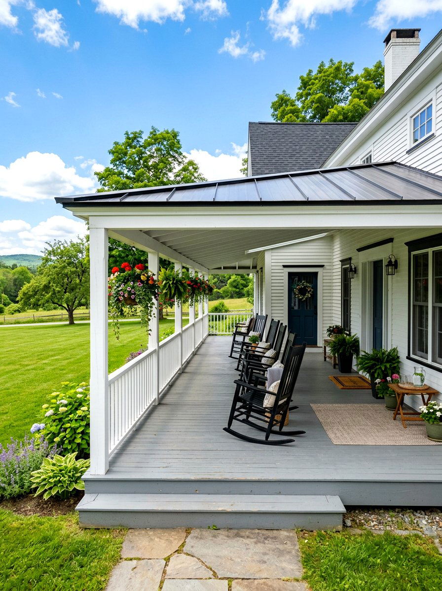 Farmhouse Style Porch Extension - 30 covered walkway ideas