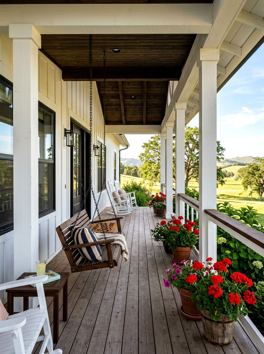 Farmhouse Style Porch - 30 attached patio cover ideas
