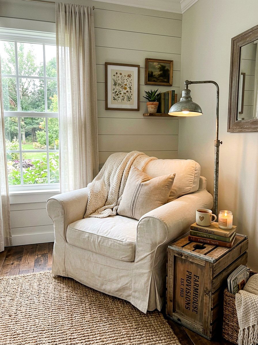 Farmhouse Style Reading Nook - 30 reading nook ideas