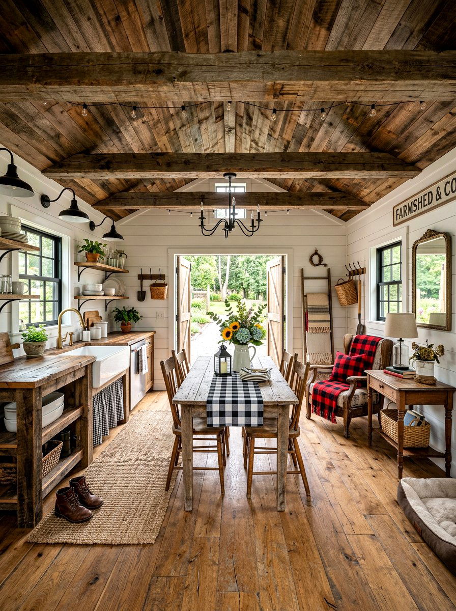 Farmhouse Style Shed - 30 she shed ideas