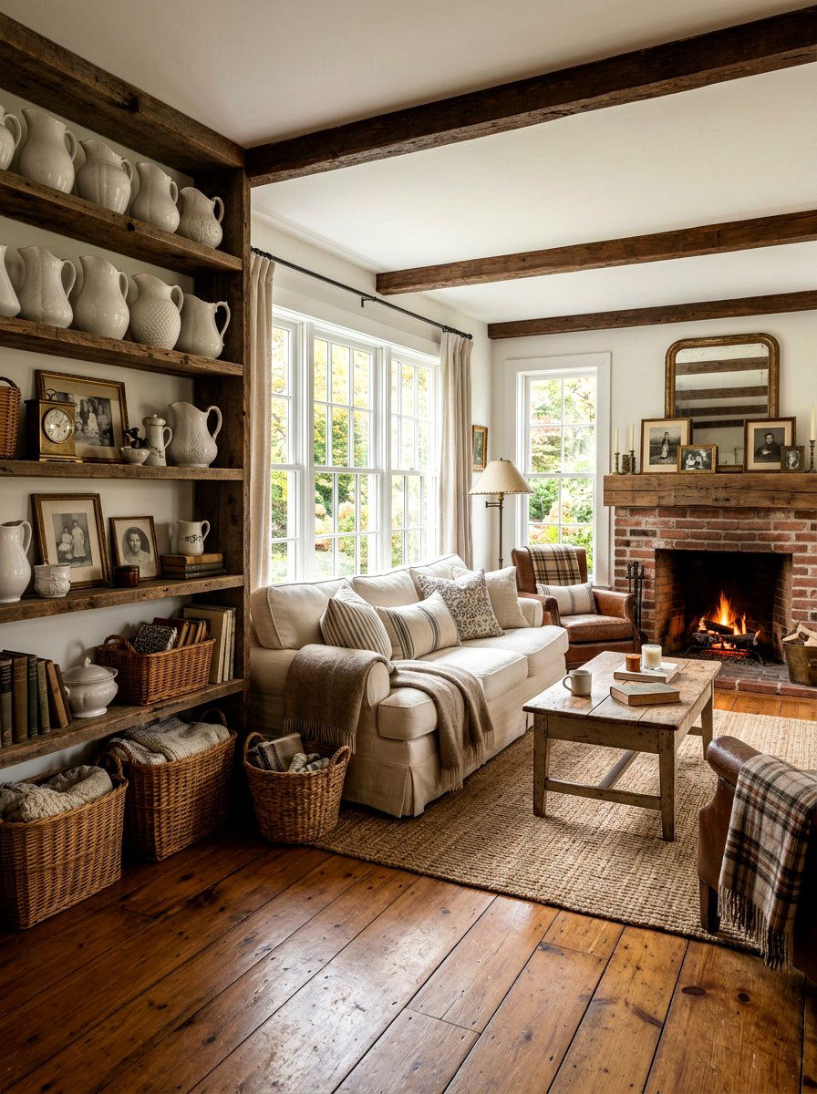 Farmhouse Style Shelves - 30 living room shelf decor ideas
