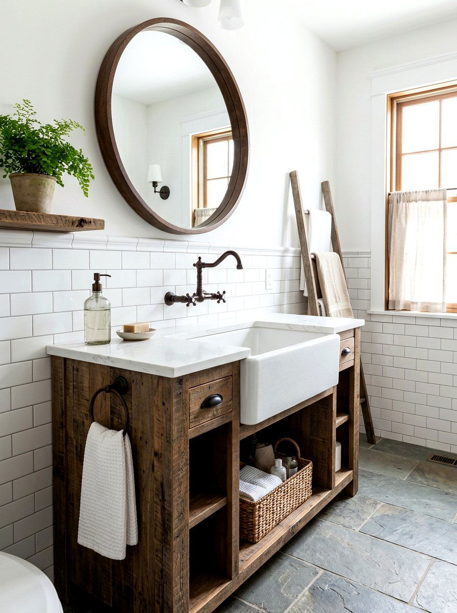Farmhouse Style Sink - 30 cabin bathroom ideas