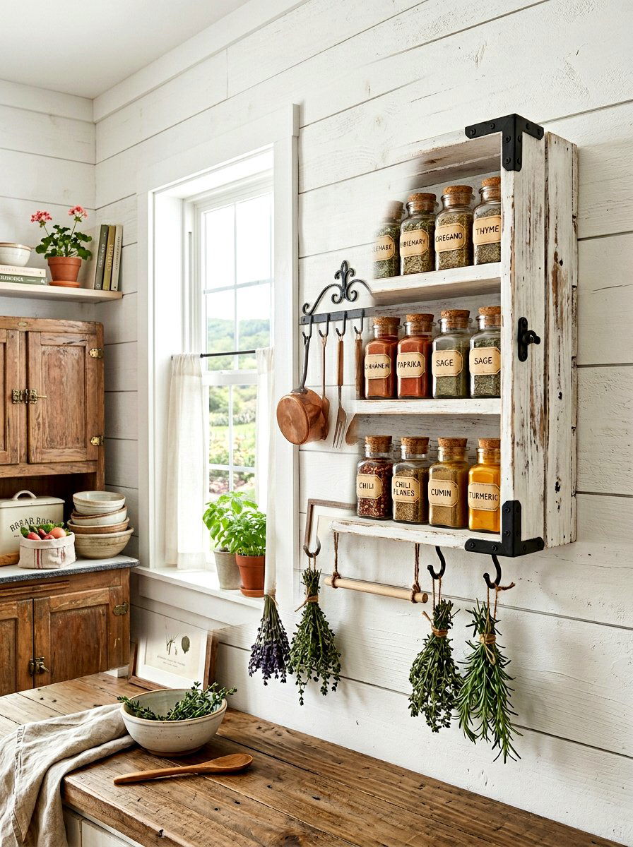 Farmhouse Style Spice Storage - 30 spice rack ideas