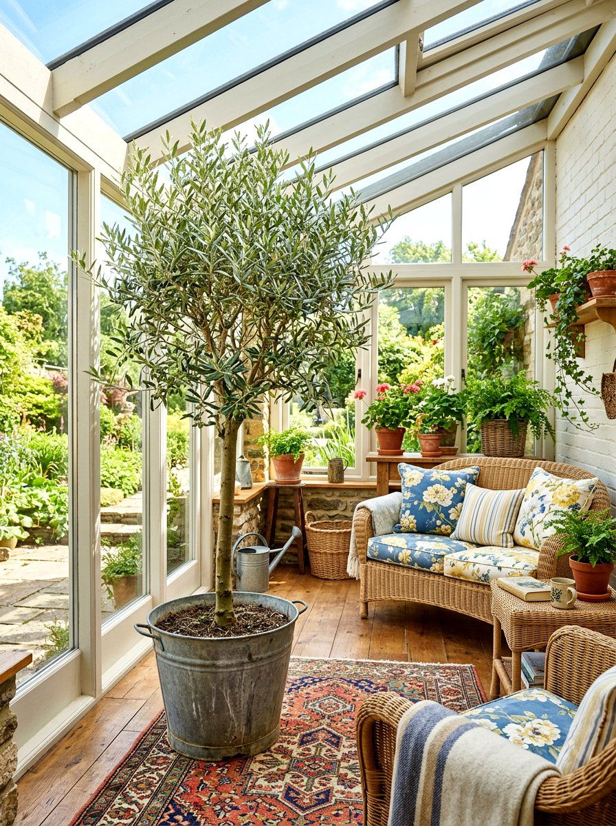 Farmhouse Style Sunroom Olive Tree - 30 olive tree decor ideas