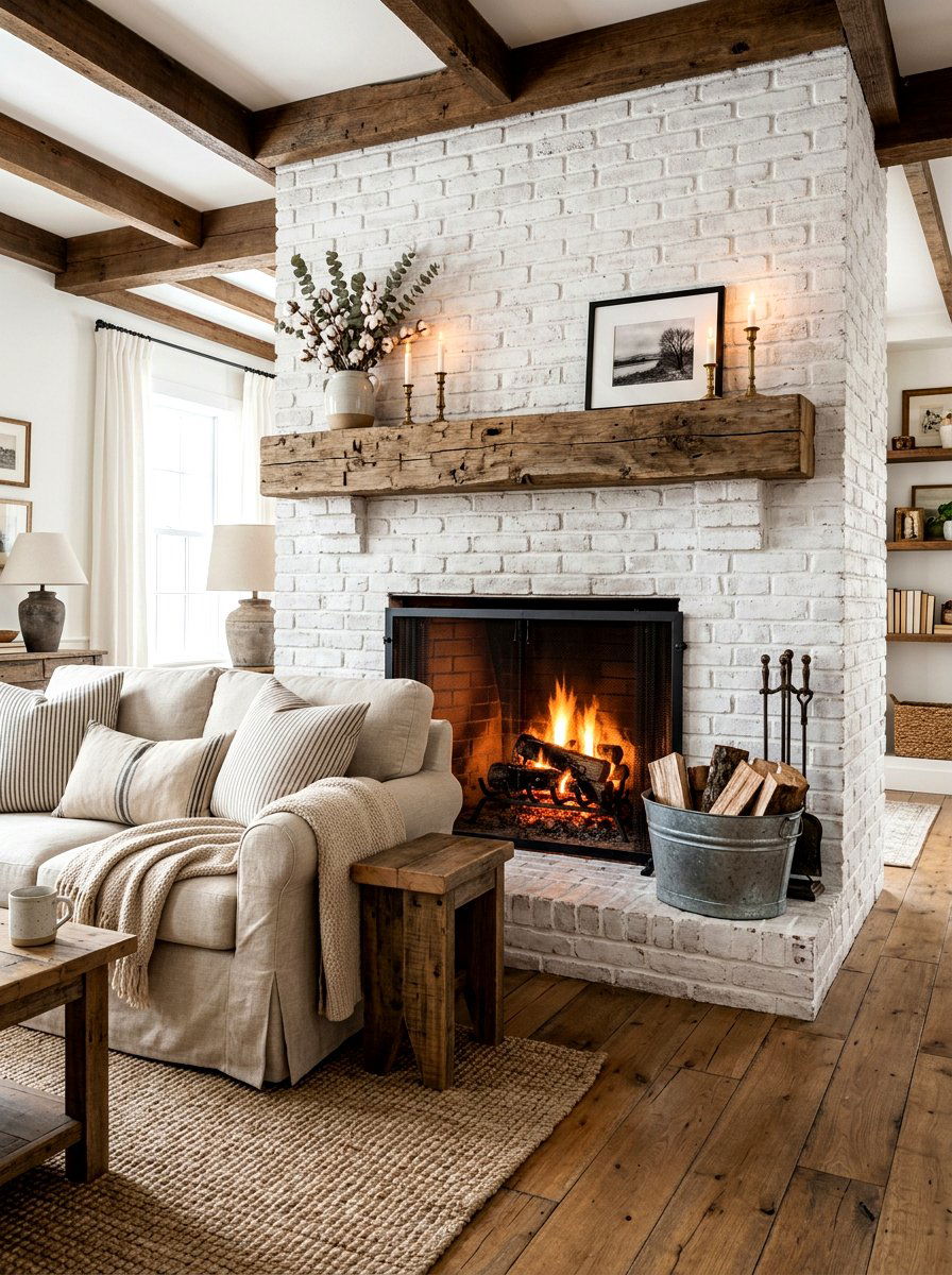 Farmhouse Style Surround - 30 basement fireplace ideas