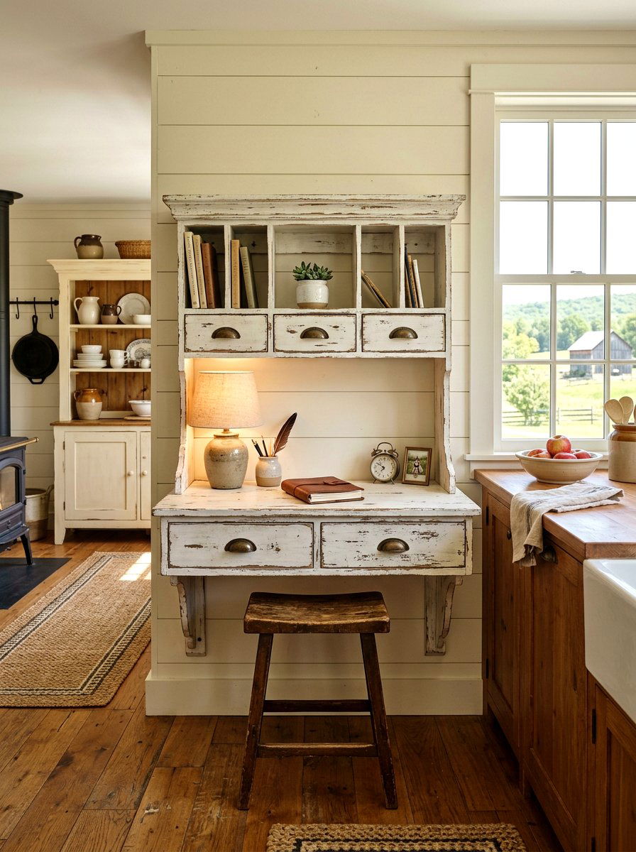 Farmhouse Style Wall Desk - 30 wall desk ideas