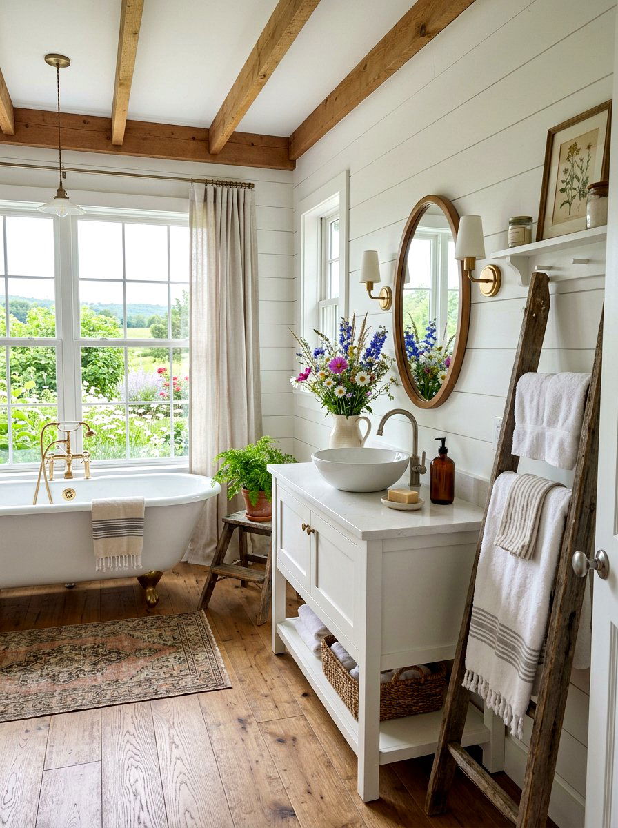 Farmhouse Summer Bathroom - 30 summer bathroom decor ideas