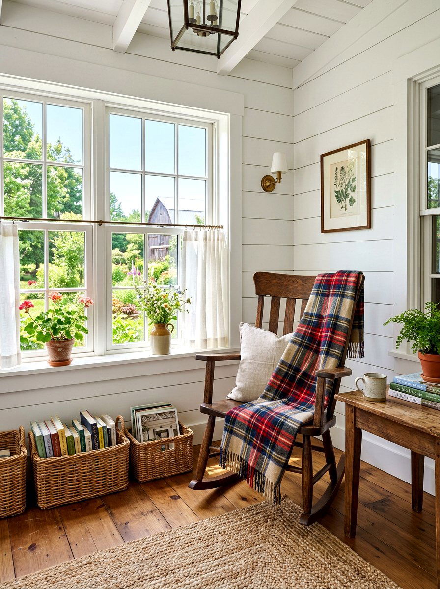 Farmhouse Sunroom Nook - 30 sunroom reading nook ideas