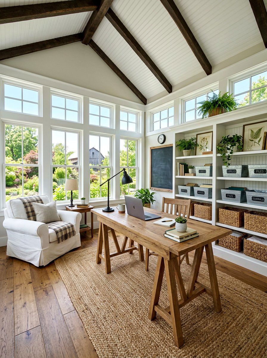 Farmhouse Sunroom Office - 30 sunroom office ideas