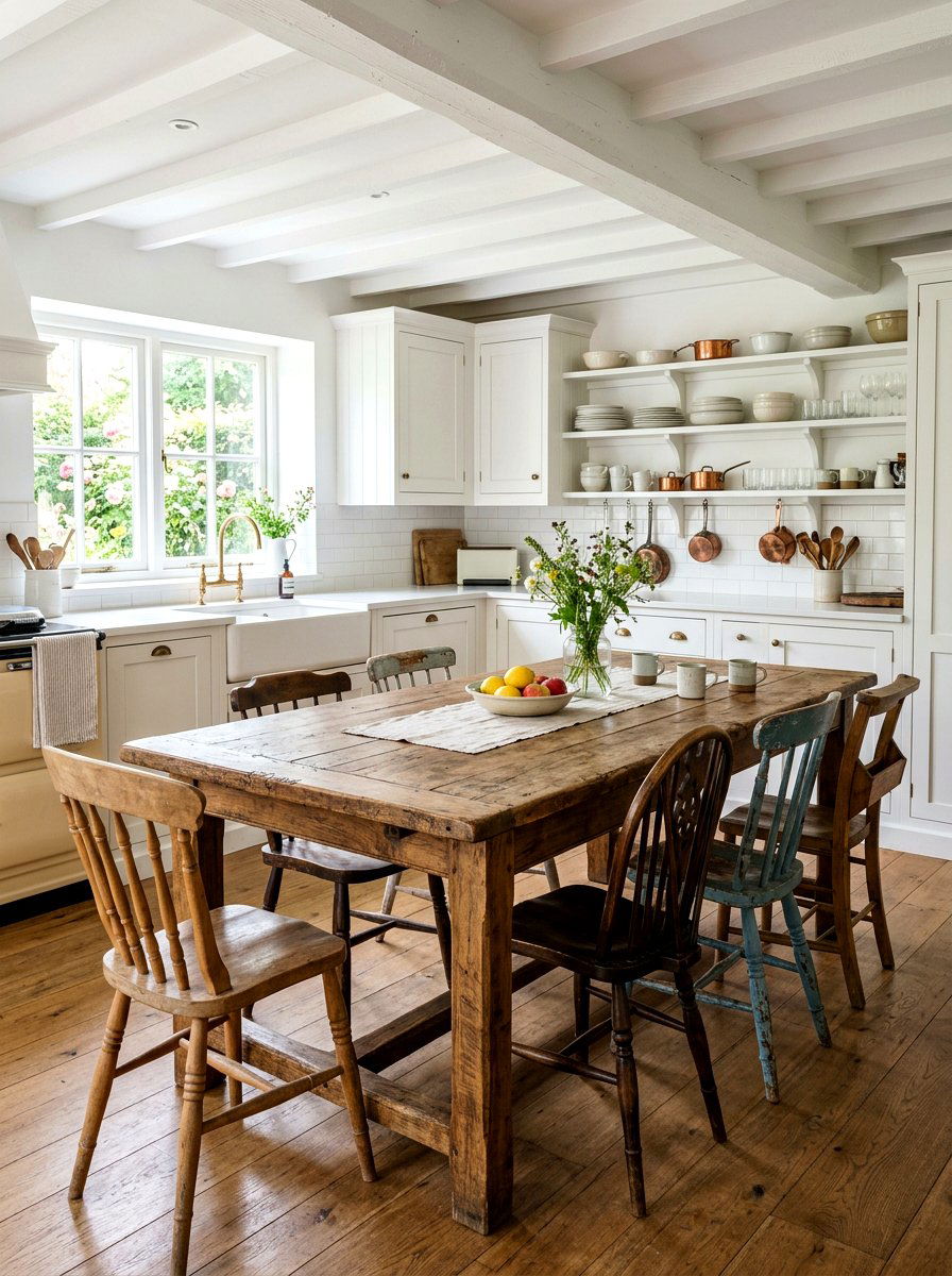 Farmhouse Table Island - 30 furniture style kitchen ideas