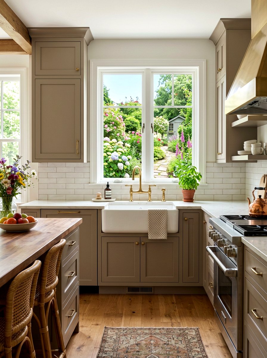 Farmhouse Taupe Kitchen Sink - 30 taupe kitchen ideas