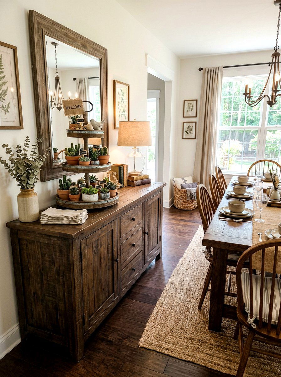 Farmhouse Tiered Tray - 30 cactus shelf ideas