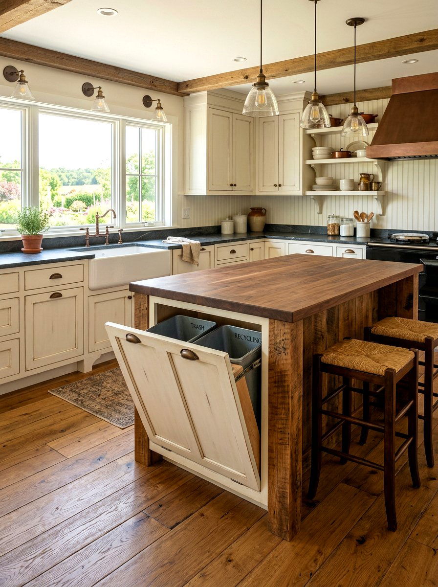 Farmhouse Tilt Out Trash Cabinet - 30 kitchen trash pull out ideas