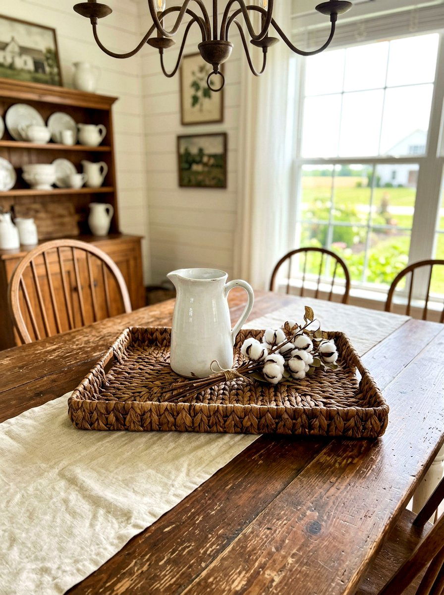 Farmhouse Tobacco Woven Tray - 30 woven tray decor ideas