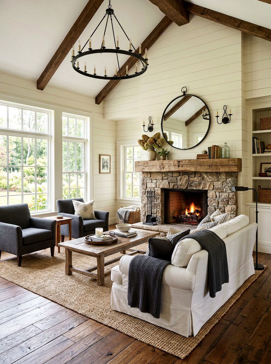 Farmhouse Traditional Living Room - 30 updated traditional living room ideas