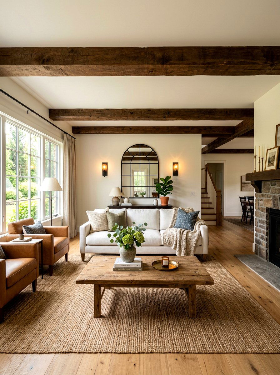 Farmhouse Transitional Living Room - 30 transitional living room ideas
