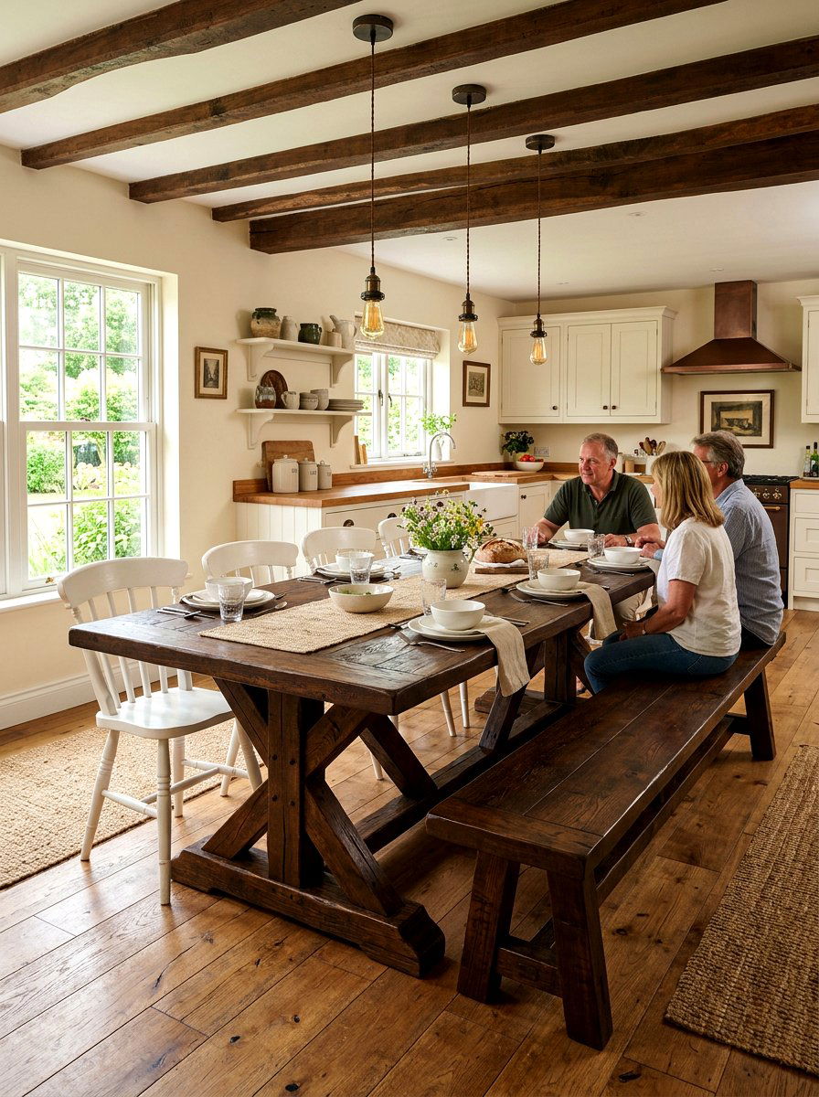 Farmhouse Trestle Kitchen Table - 30 eat in kitchen ideas