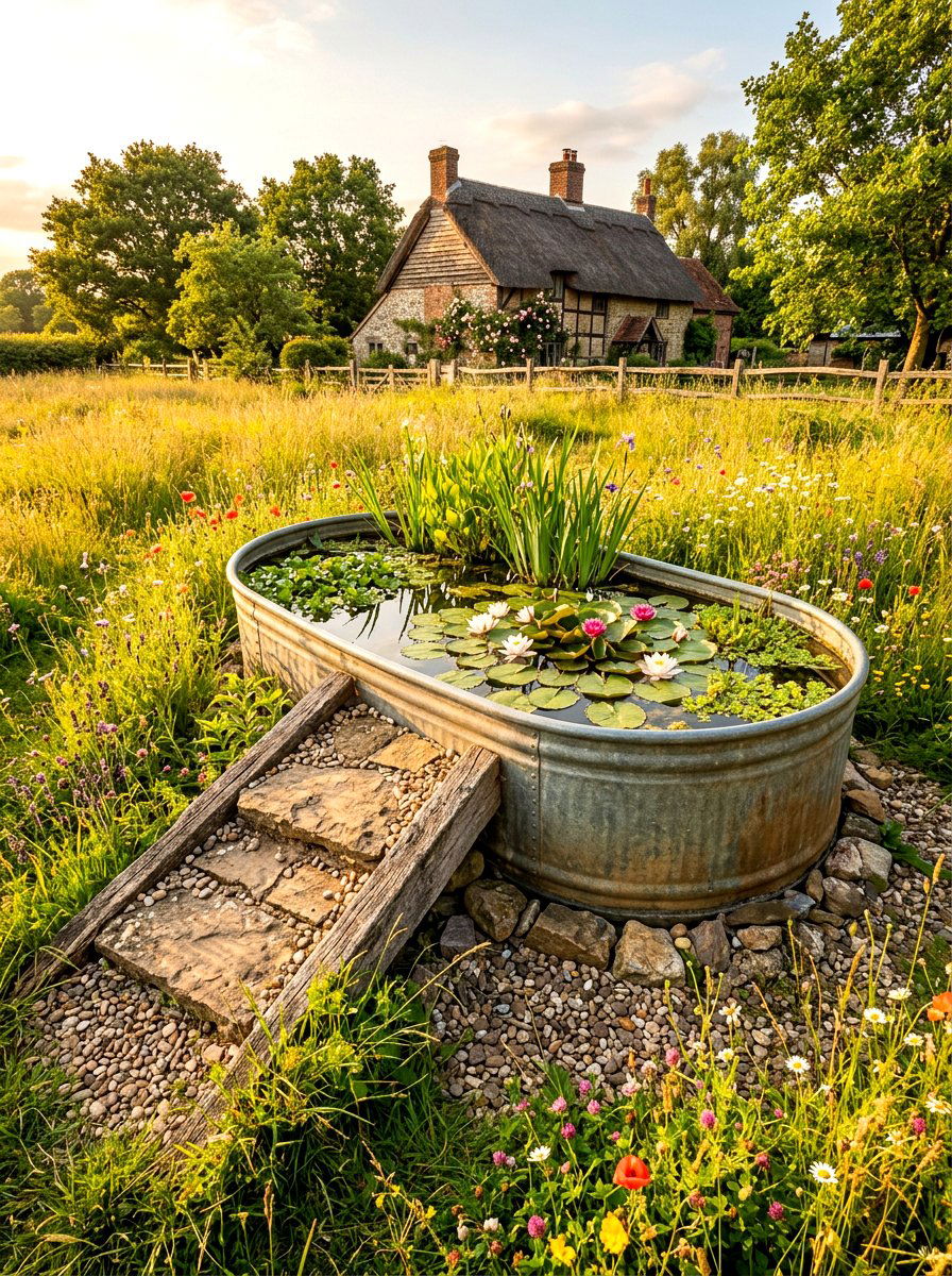 Farmhouse Trough Pond - 30 frog pond ideas