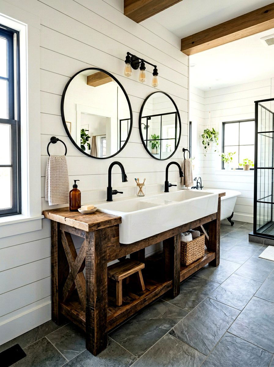 Farmhouse Trough Vanity - 30 bathroom vanity ideas