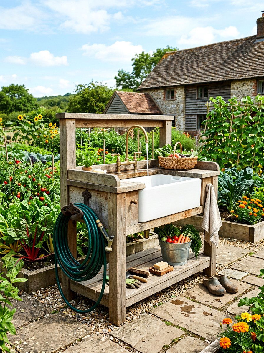 Farmhouse Wash Station - 30 hose storage ideas