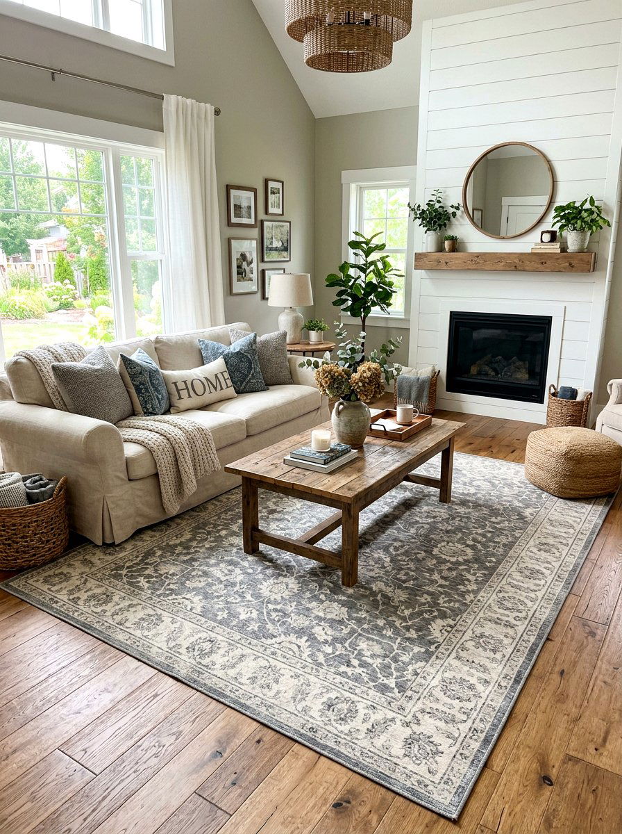 Farmhouse Washable Rug Living Room - 30 living room rug ideas