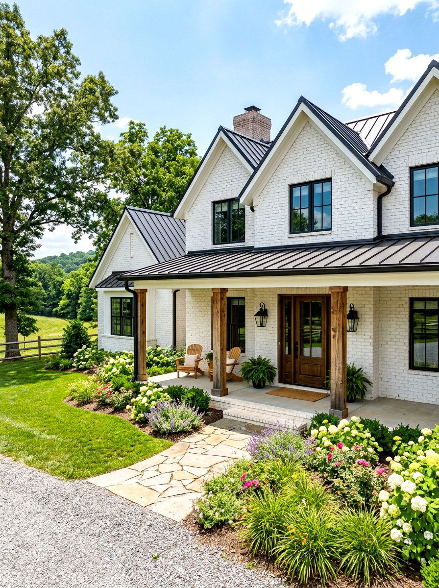 Farmhouse White Brick Exterior - 30 brick house exterior ideas