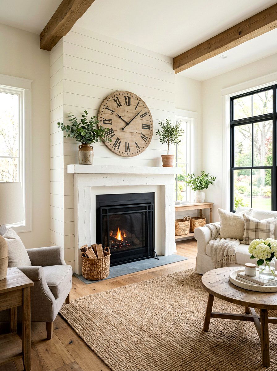 Farmhouse White Mantel - 30 fireplace mantel ideas