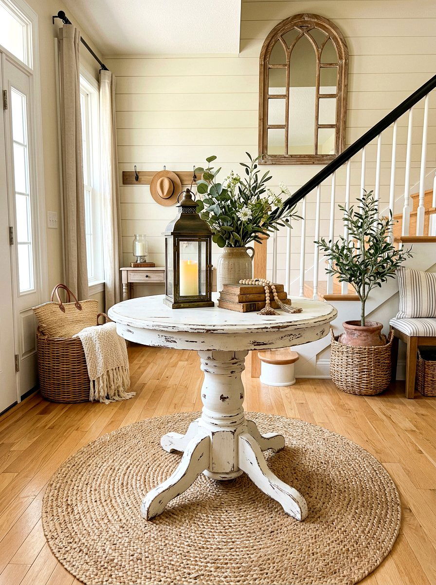 Farmhouse White Pedestal Table - 30 pedestal entry table ideas