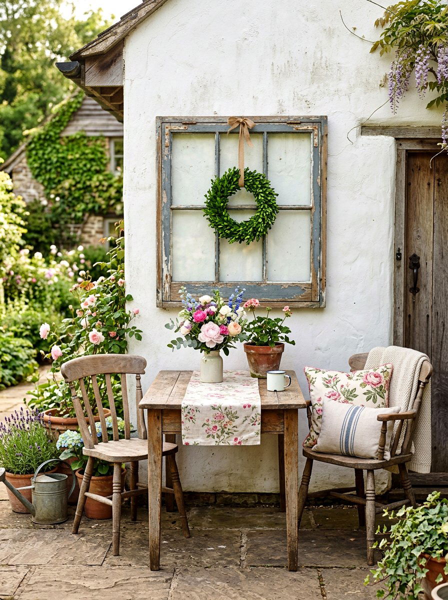 Farmhouse Window Frame - 30 patio wall decor ideas