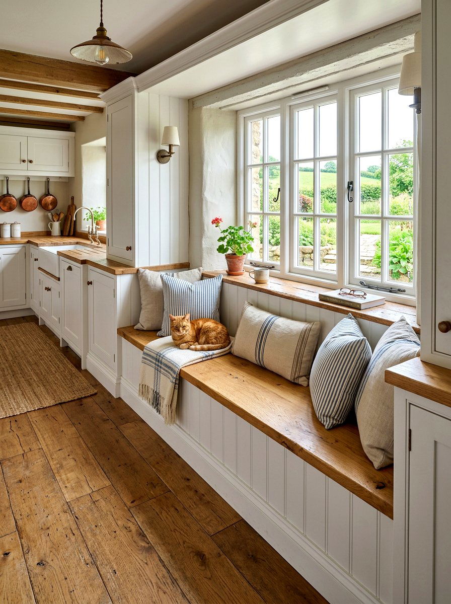 Farmhouse Window Seat - 30 bay window seating ideas