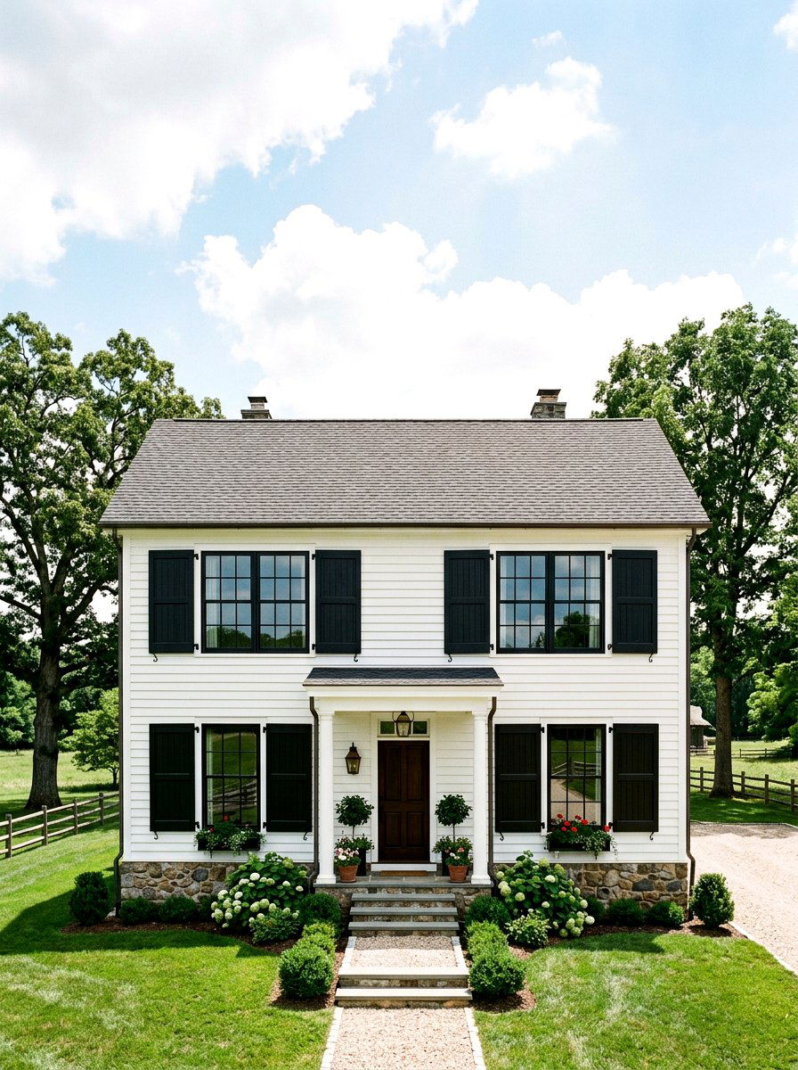 Farmhouse Window Shutters - 30 farmhouse front facade ideas
