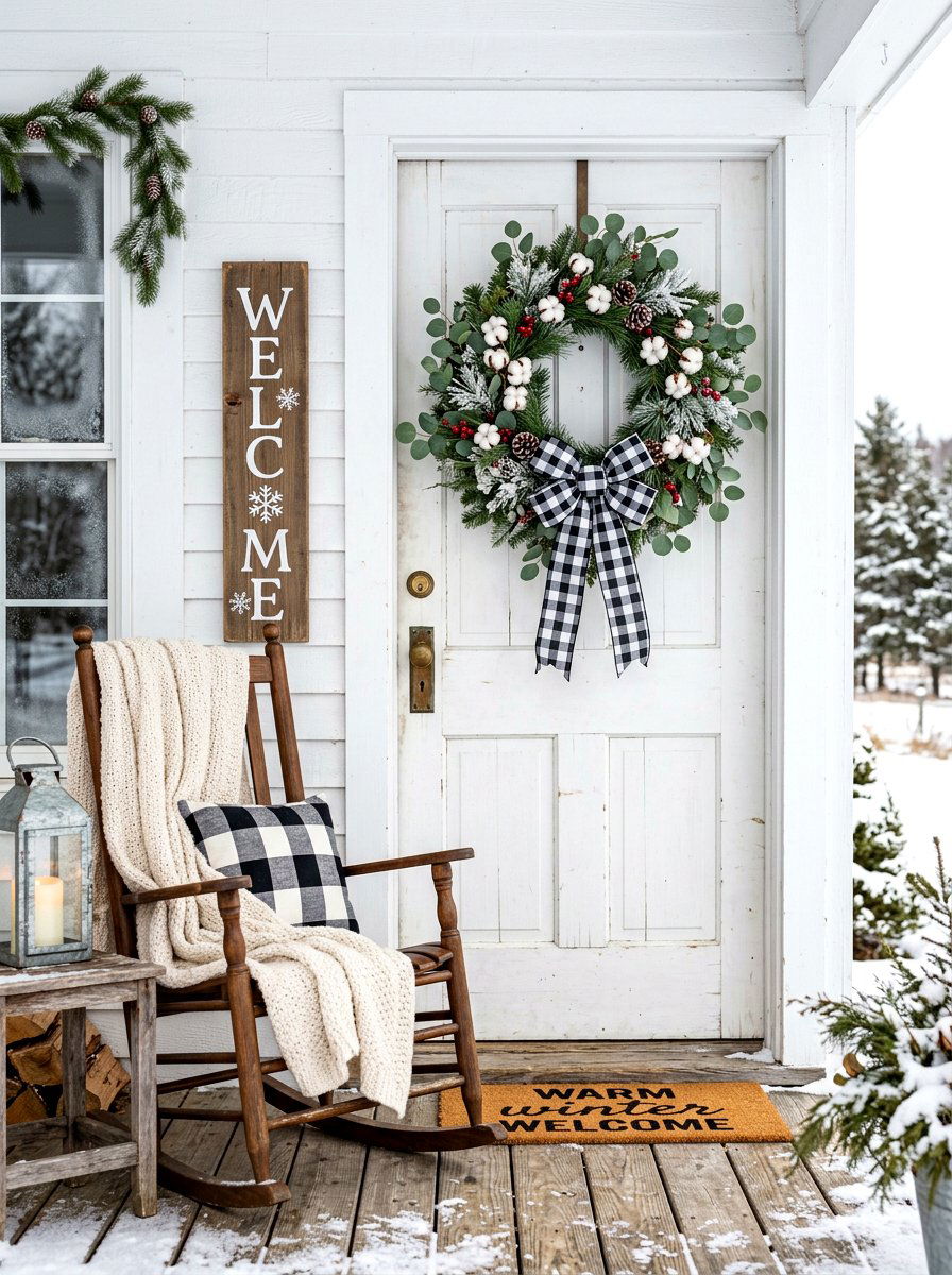 Farmhouse Winter Wreath - 30 winter wreath ideas